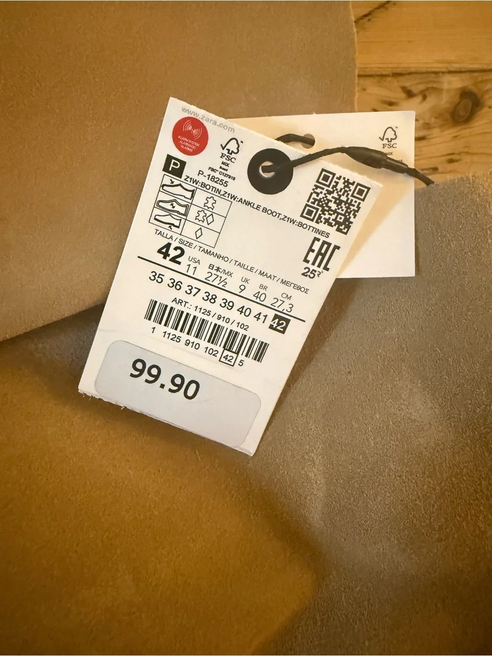 Zara Beige Suede Pointed-Toe Ankle Boots NWT